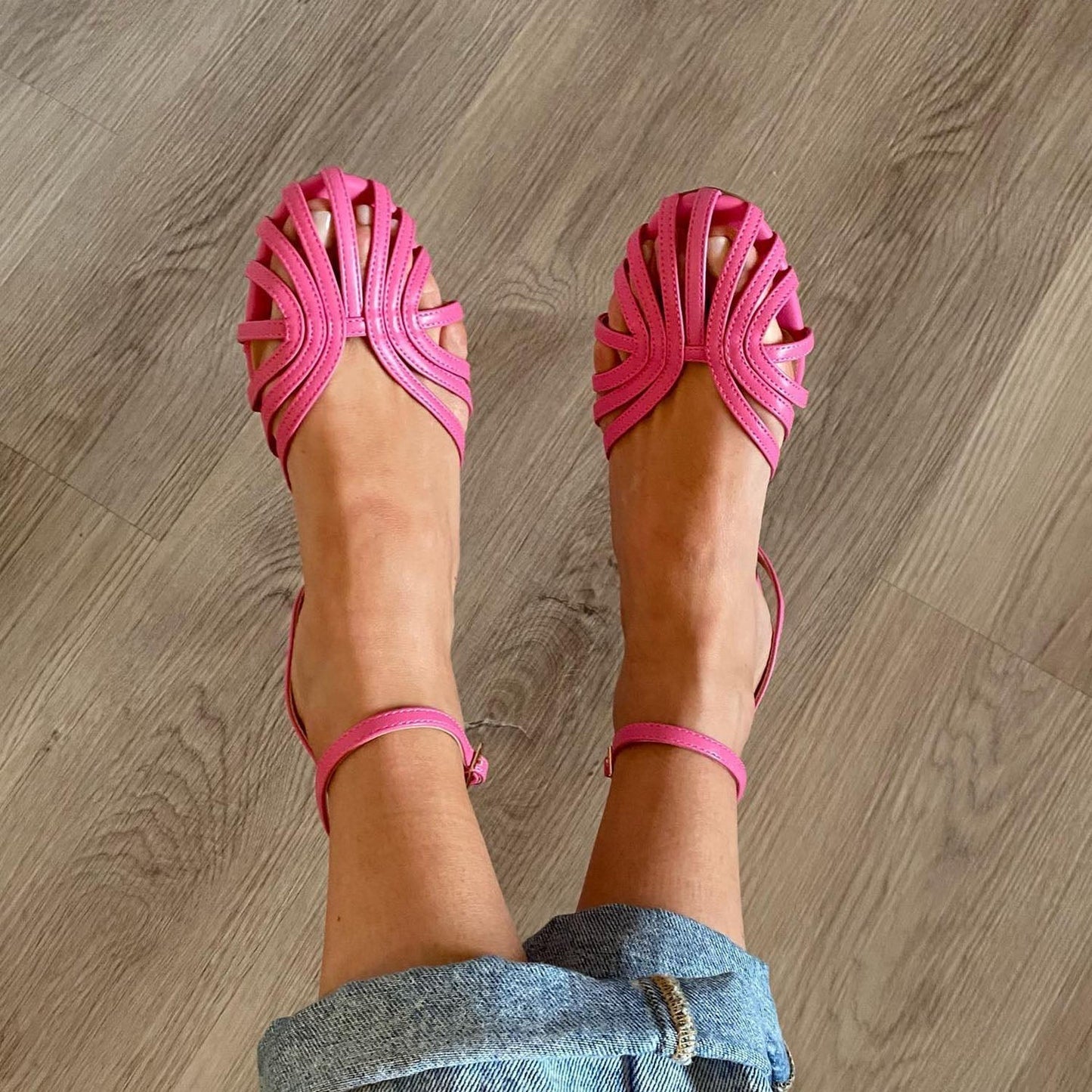 CD | Hollow Out rotund Toe pantofi curea glezna