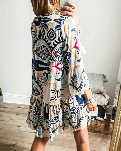 CD | Rochie mini cu mânecă lungă imprimată Unique