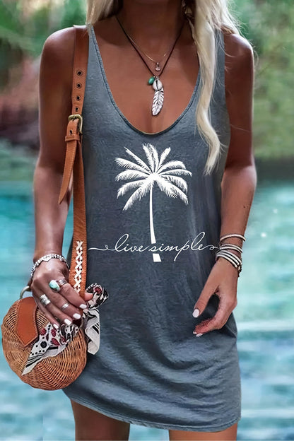 CD | Rochie mini fără mâneci cu imprimeu de nucă de cocos