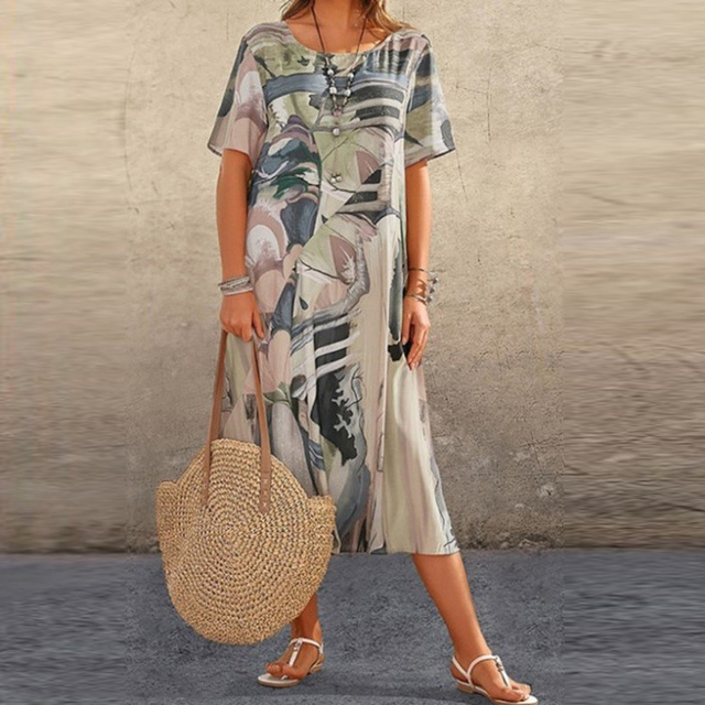 CD | Rochie midi cu imprimare artistică