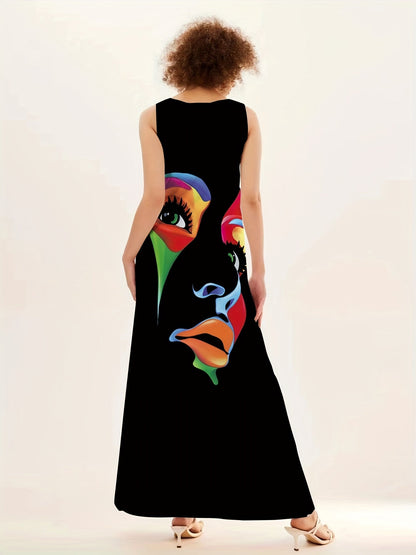 CD | Rochie maxi cu imprimare chic a măștii