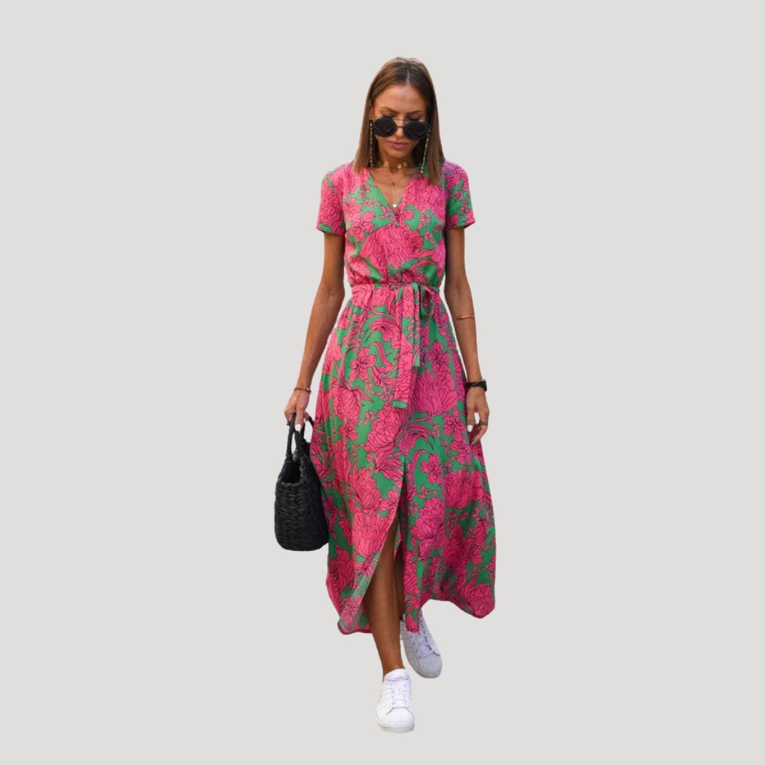 CD | Rochie midi cu mânecă scurtă, cu curea