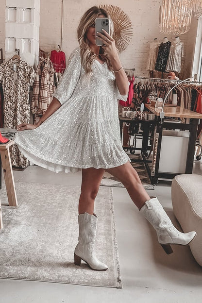 CD | Rochie mini cu paiete cu sclipici