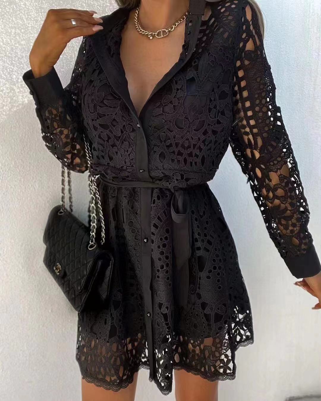 CD | Modă Temperament dantelă Mini rochie dantelă