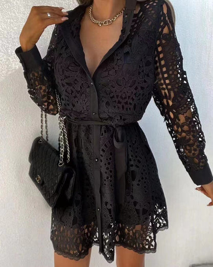 CD | Modă Temperament dantelă Mini rochie dantelă