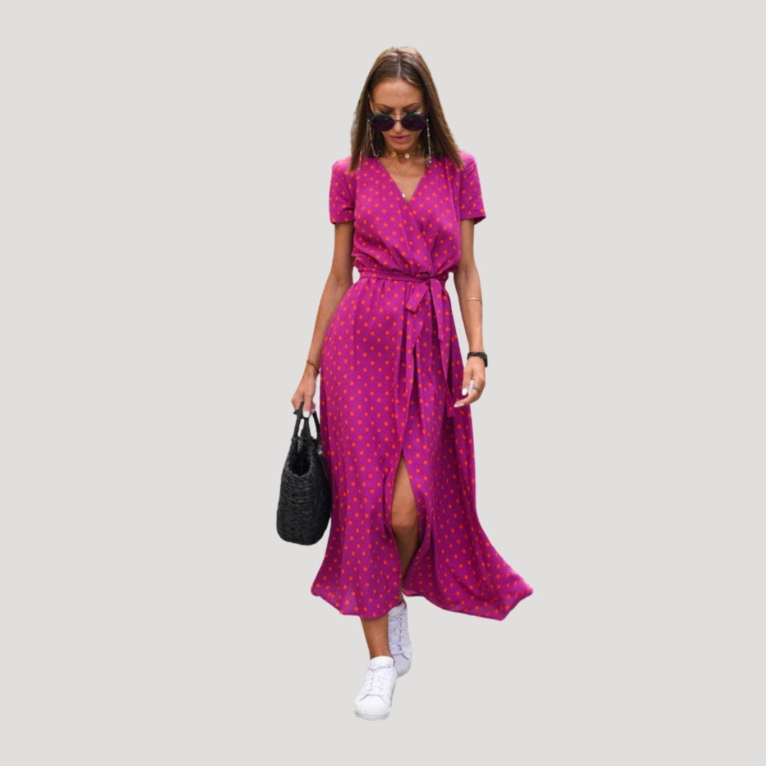 CD | Rochie midi cu mânecă scurtă, cu curea
