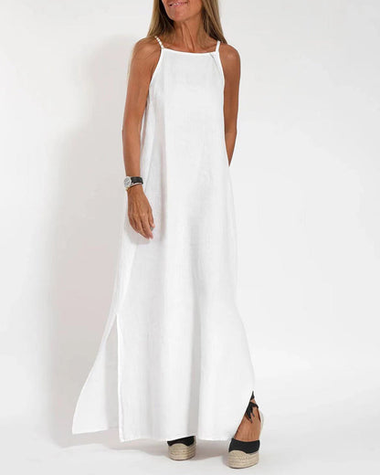 CD | Casual rochie fără mâneci spaghete cu fantă laterală rochie maxi