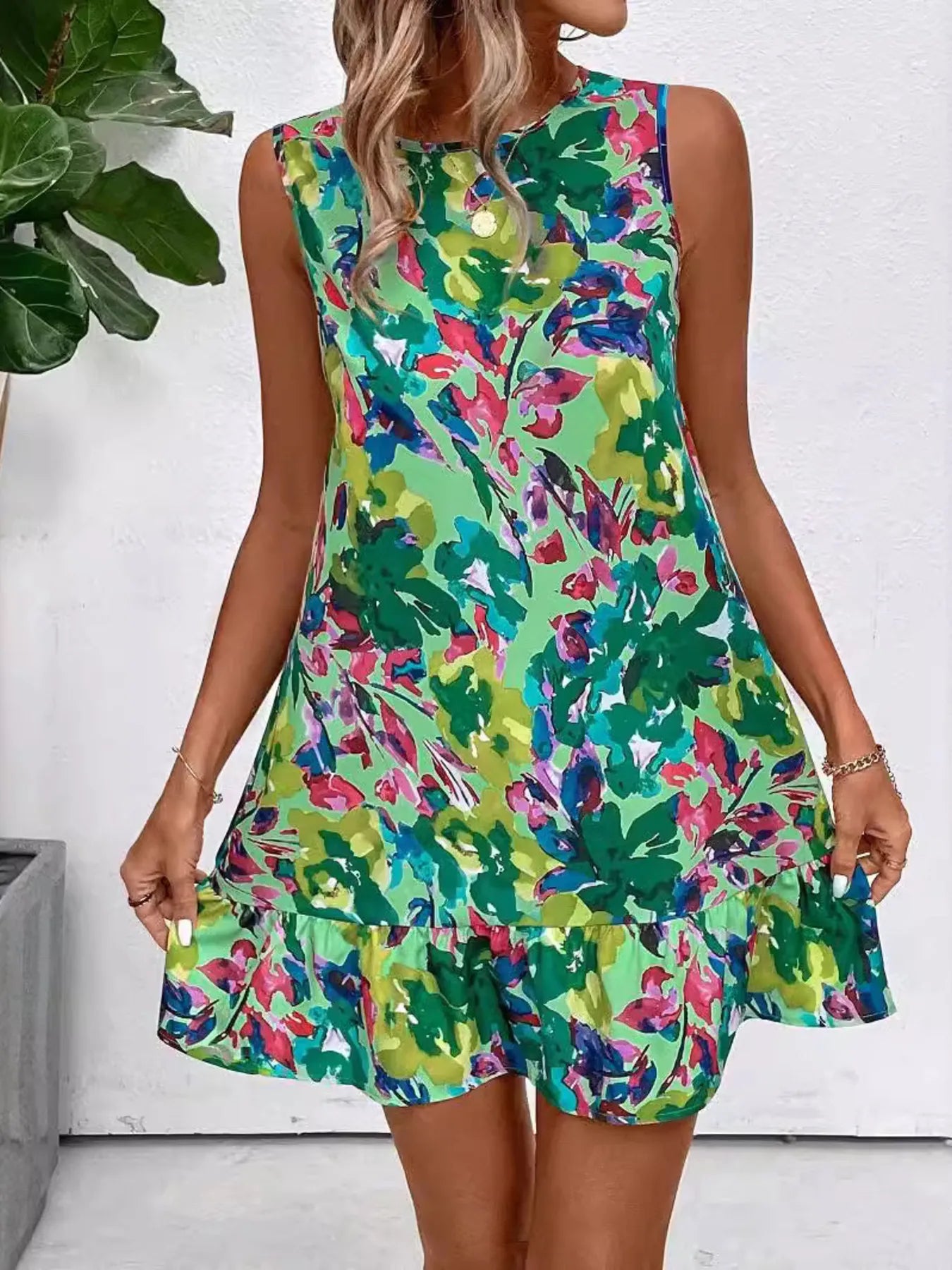 CD | Rochie mini de vară imprimată fără mâneci