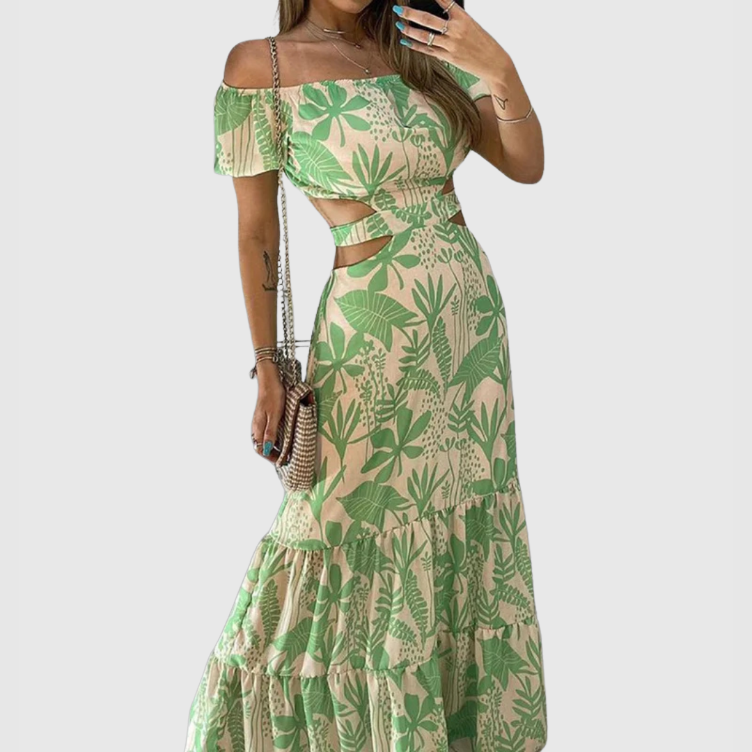 CD | Rochie midi elegantă cu granulație neregulată și decolteu