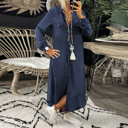 CD | Rochie maxi din denim cu mâneci lungi
