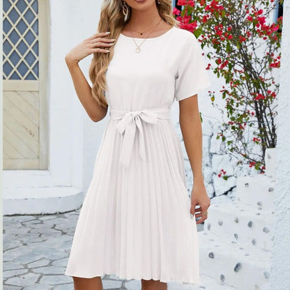 CD | Rochie midi plisată elegantă Curea cu cravată clasică