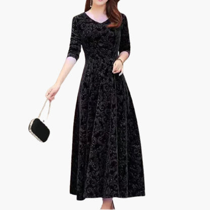 CD | Rochie maxi pentru femei în linie A cu structură și mâneci florale
