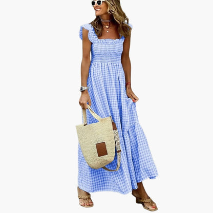 CD | Rochie maxi fără mâneci cu corset smocked