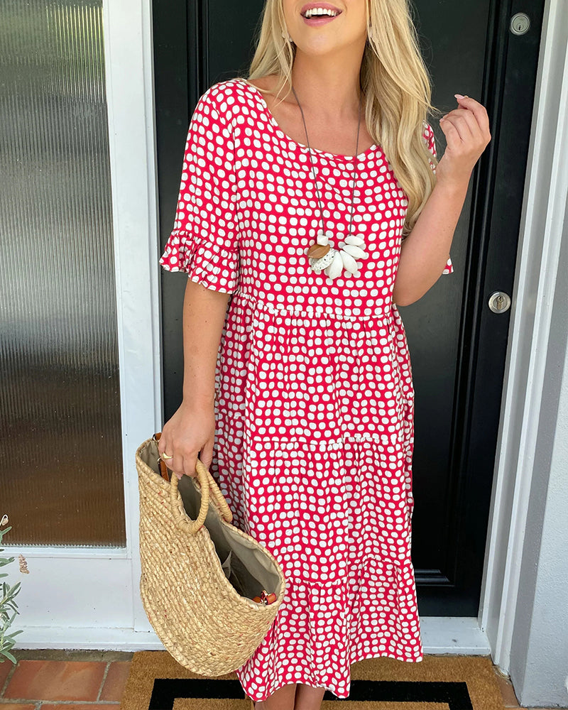 CD | Rochie midi cu decolteu rotund și model polka dot