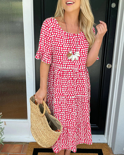 CD | Rochie midi cu decolteu rotund și model polka dot