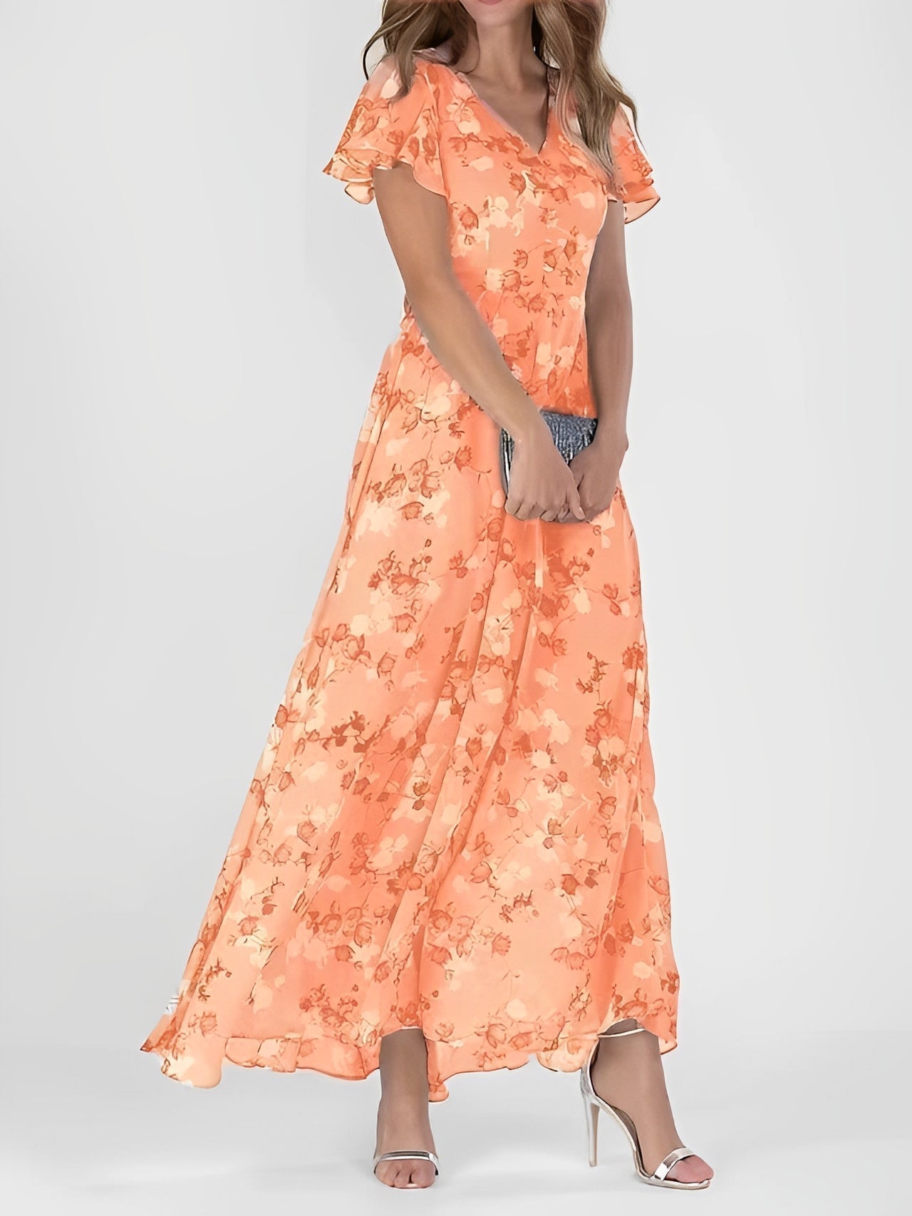 CD | Rochie midi elegantă cu imprimeu floral pentru femei