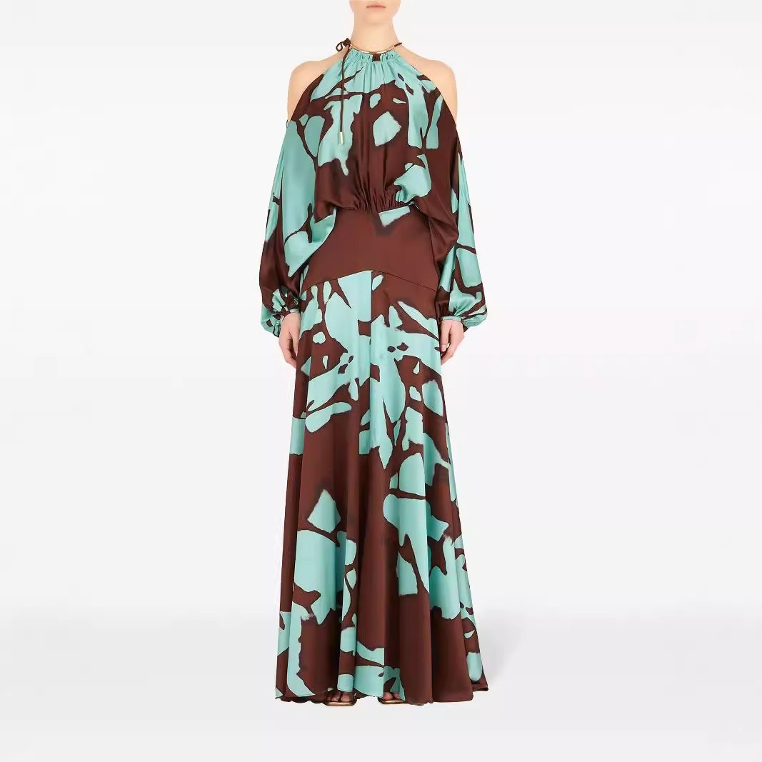 CD | Rochie imprimate cu mâneci raglan off-the-shoulder pentru femei