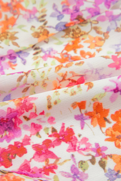 CD | Rochie mini floral cu mâneci bufante crestate