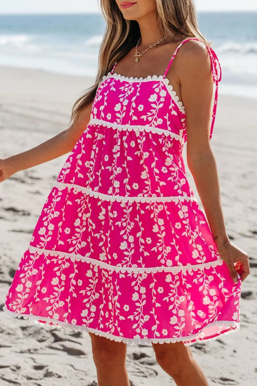 CD | Mini rochie fără mâneci cu imprimeu floral Ric Rac Patched