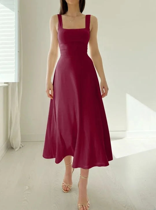 CD | Rochie midi fără mâneci pentru femei cu bretele groase
