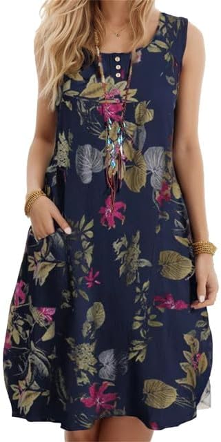 CD | Rochie midi din bumbac cu flori, cu un aspect vintage