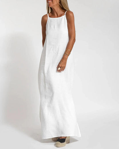 CD | Casual rochie fără mâneci spaghete cu fantă laterală rochie maxi