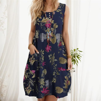 CD | Rochie midi din bumbac cu flori, cu un aspect vintage