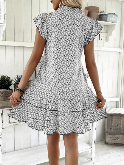 CD | Dimensiune completă Shirred Multilayer imprimate Mini rochie Plus Dimensiune