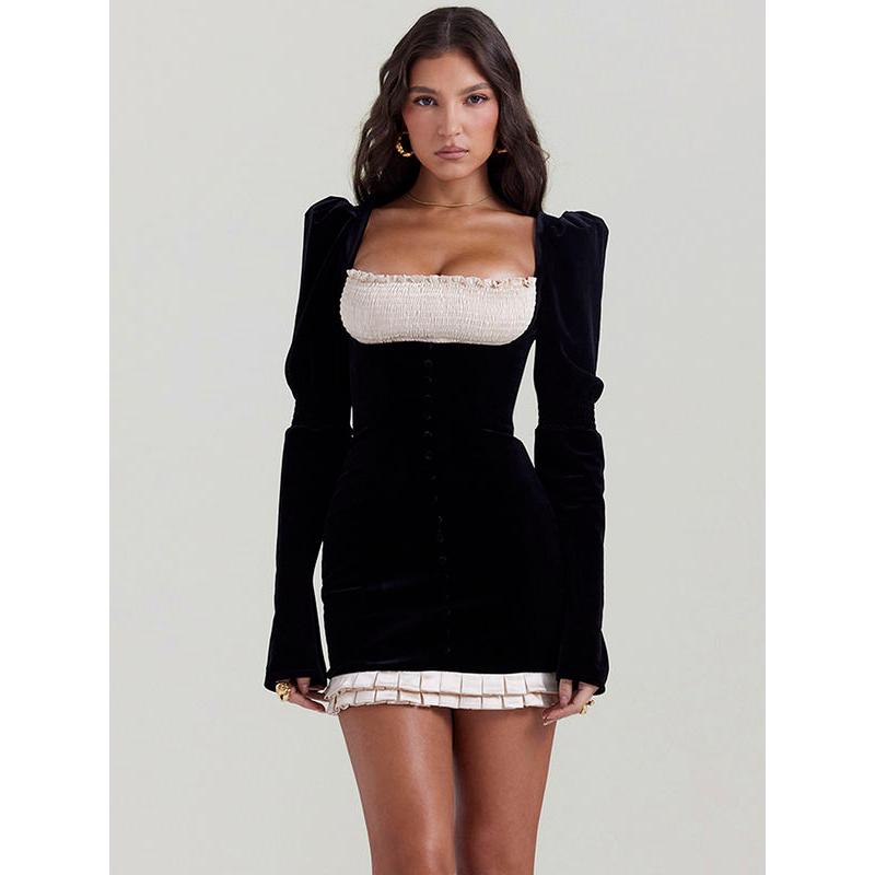 CD | Rochie mini elegantă cu mânecă lungă fără spate