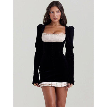 CD | Rochie mini elegantă cu mânecă lungă fără spate