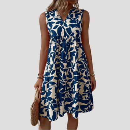 CD | Ladies rochie midi fără mâneci cu imprimare de frunze