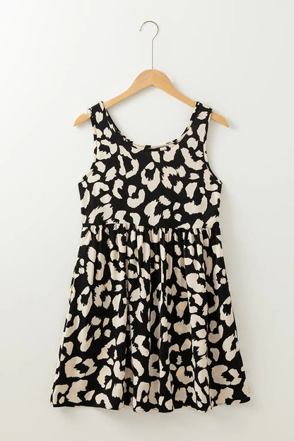 CD | Rochie mini de vară fără mâneci cu imprimeu leopard