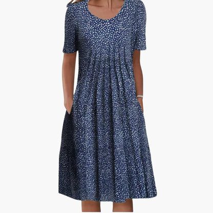 CD | Rochie midi de vară pentru femei cu imprimeu floral și mâneci scurte