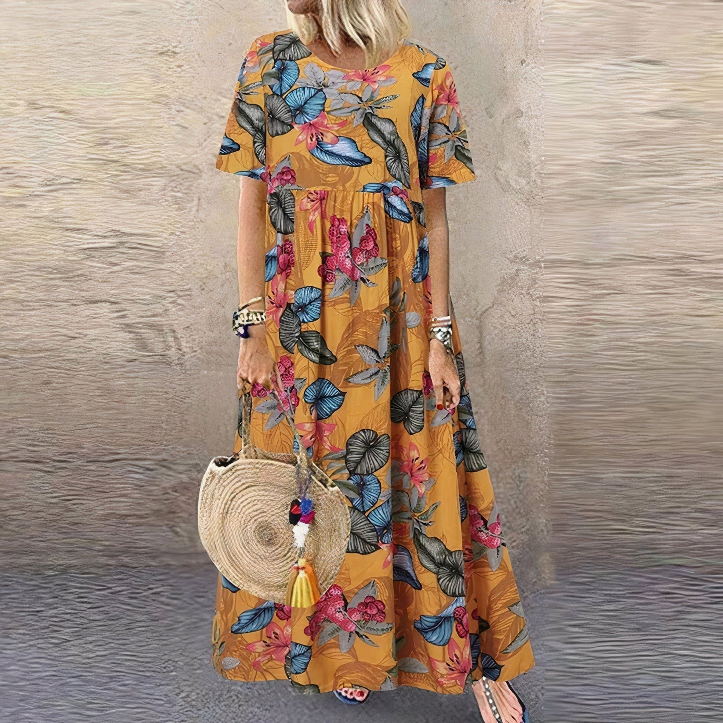 CD | Rochie maxi florală vibrantă