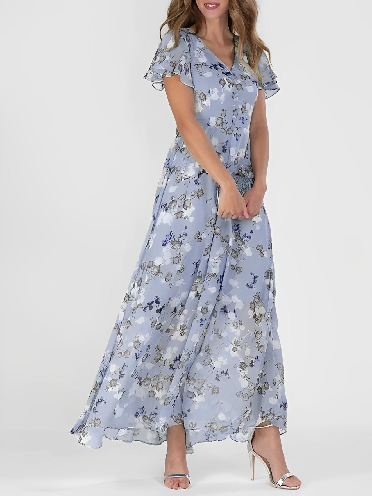 CD | Rochie midi elegantă cu imprimeu floral pentru femei