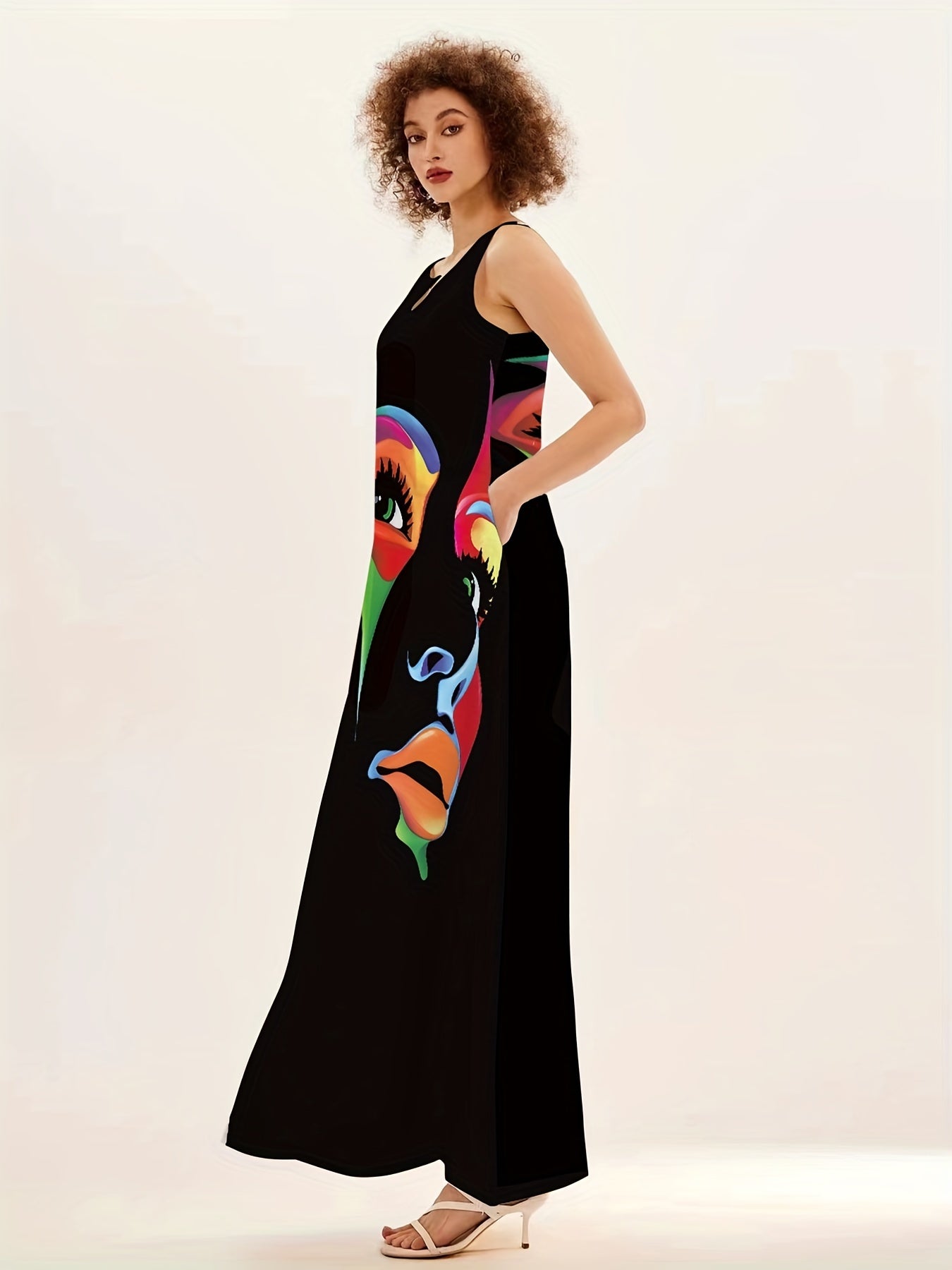 CD | Rochie maxi cu imprimare chic a măștii