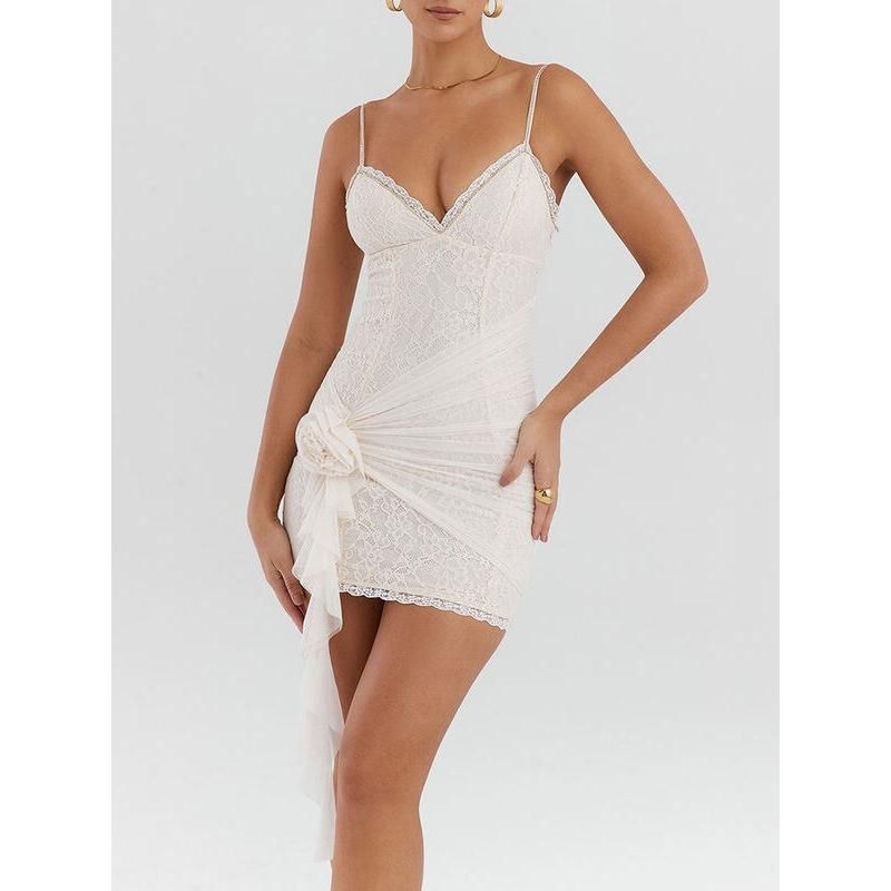 CD | Summery elegance Rochie mini din dantelă albă