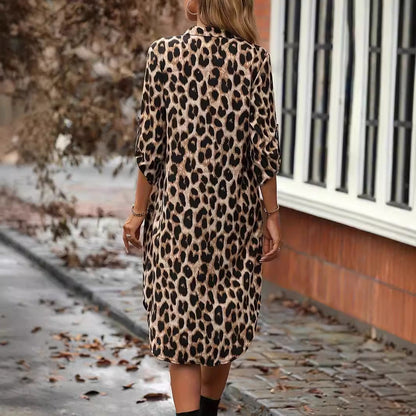 CD | Leopard imprimare plajă Cover-up V-Neck Robe Holiday Bikini Dress