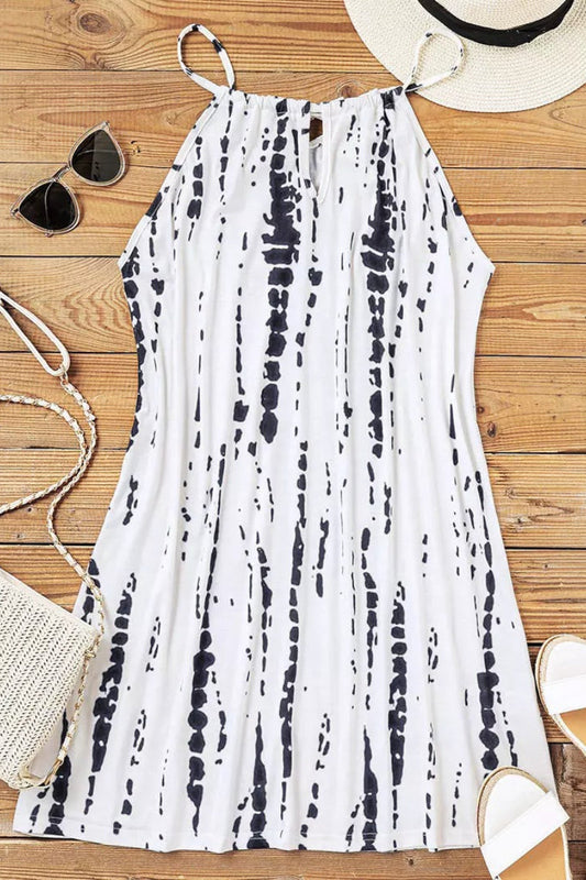 CD | Tie Dye Hollow Out Halter Mini rochie