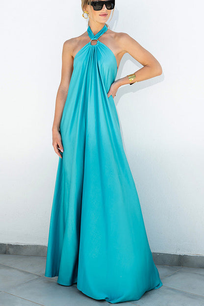 CD | Elegant și fabulos satin halter backless partid / vocație rochie maxi