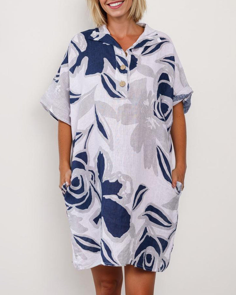 CD | Mini rochie casual din bumbac și in