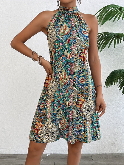 CD | Boho Halter Mini rochie