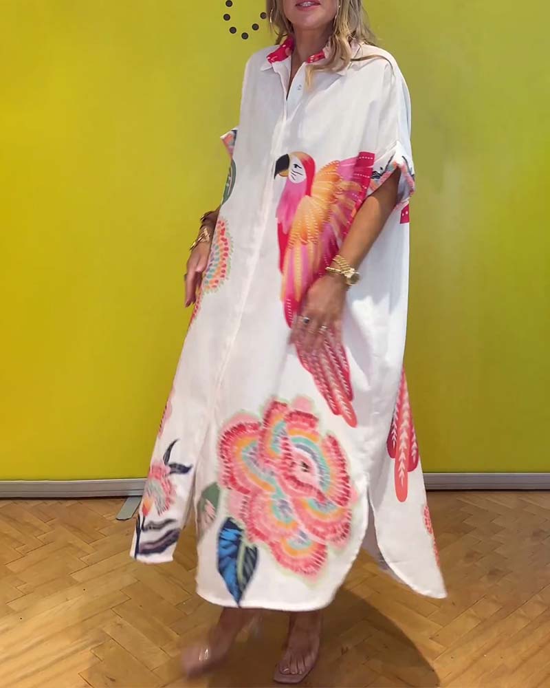 CD | Rochie lungă imprimată cu răsuciri