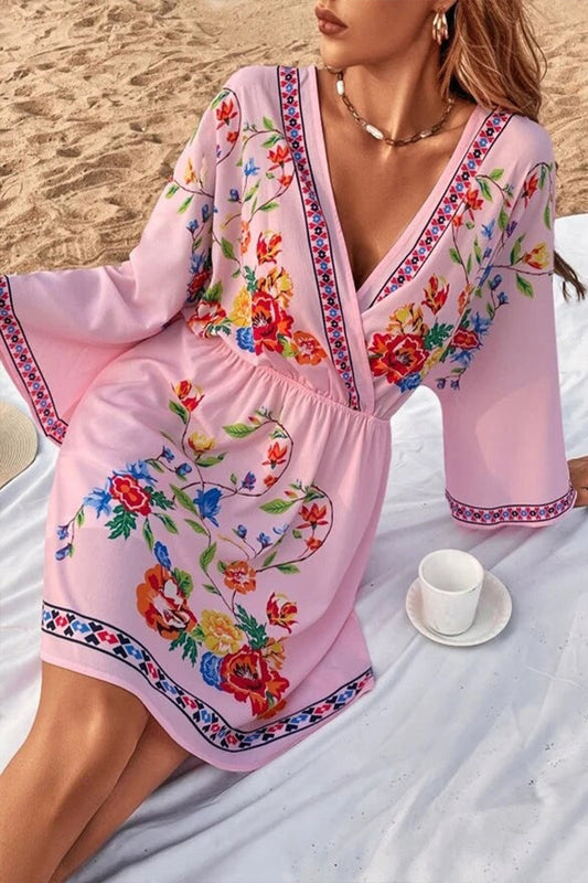 CD | Bohème Vintage Print Temperament Mini rochie de vacanță