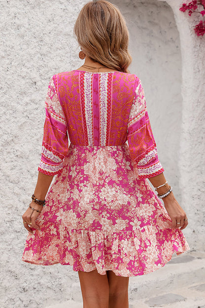 CD | Bohemia Print V-Neck Casual Mini rochie