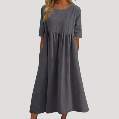 CD | Rochie midi pentru femei cu buzunare, cu croială largă