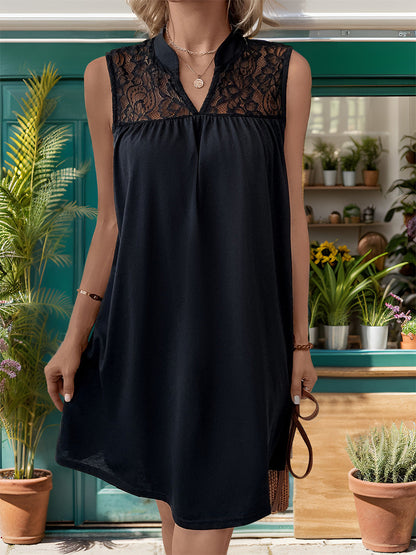 CD | Rochie mini fără mâneci cu detaliu din dantelă crestată