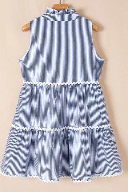 CD | Stripe Rochie mini fără mâneci, cu ric rac crestat