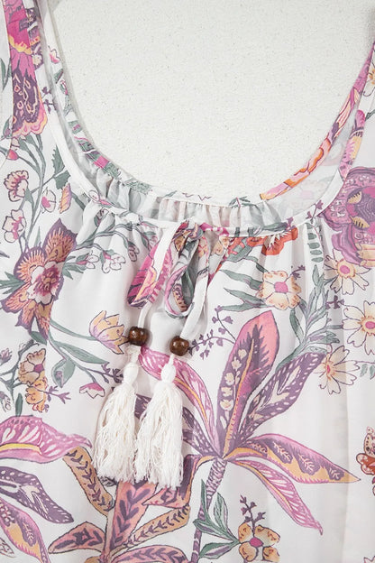 CD | Multicolor Floral Tie Neck Rochie mini fără mâneci