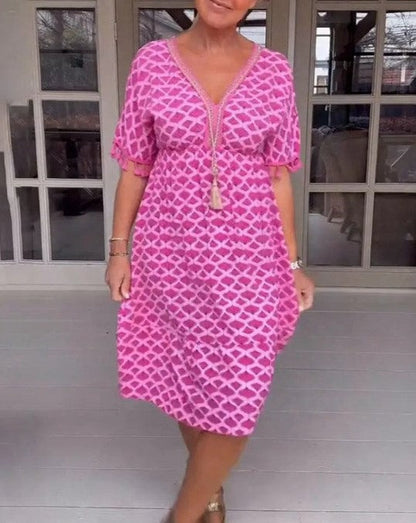 CD | Rochie midi confortabilă, largă, cu decolteu în V